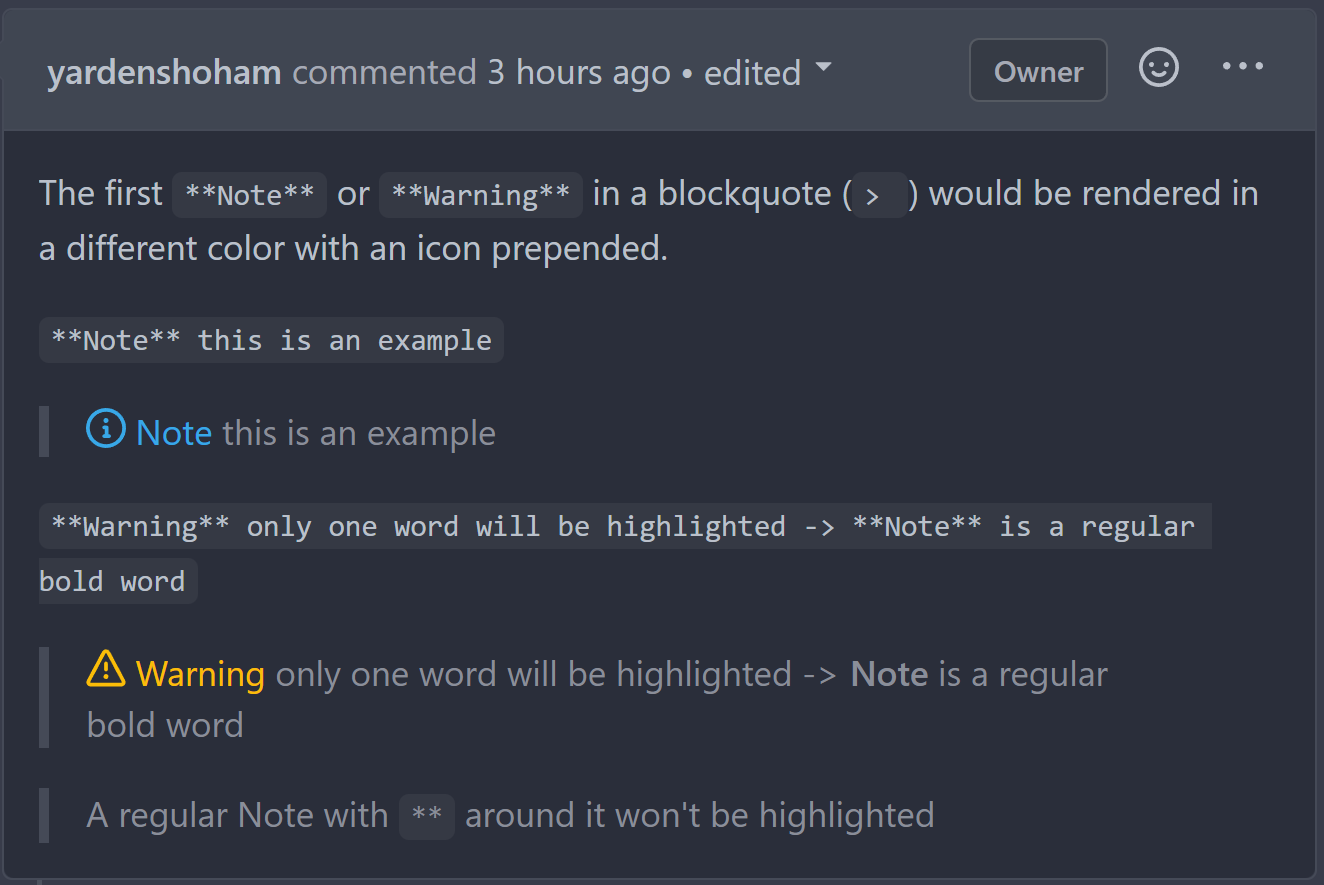 note and warning highlighting