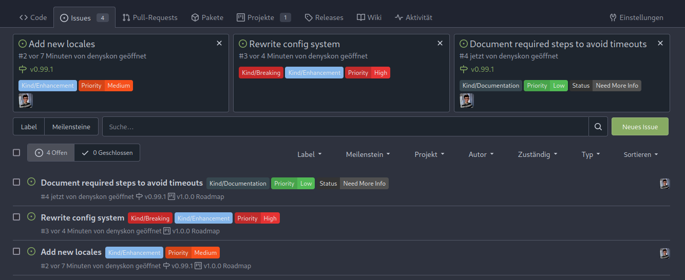 A screenshot of the issue page with pinned issues