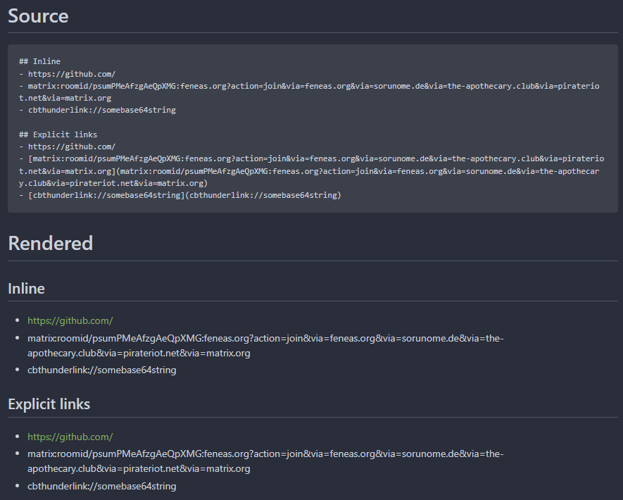 Special links are not rendered