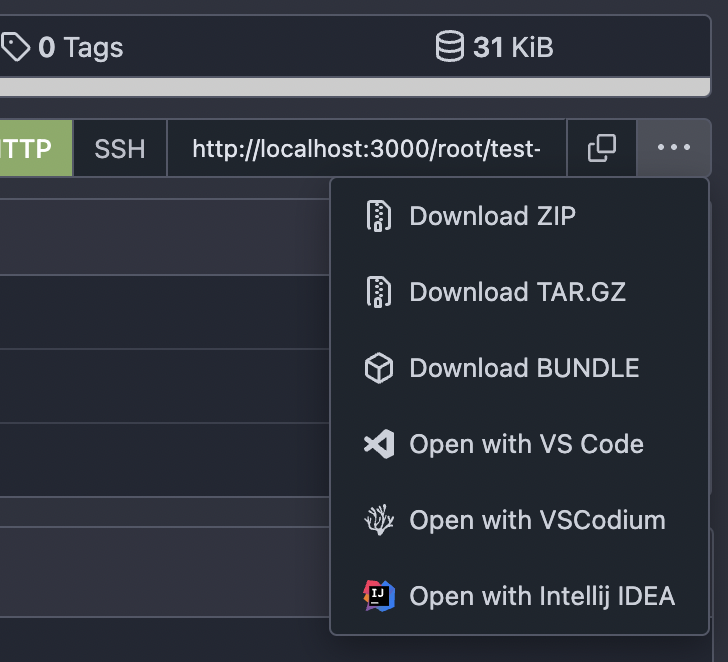 default menu screenshot