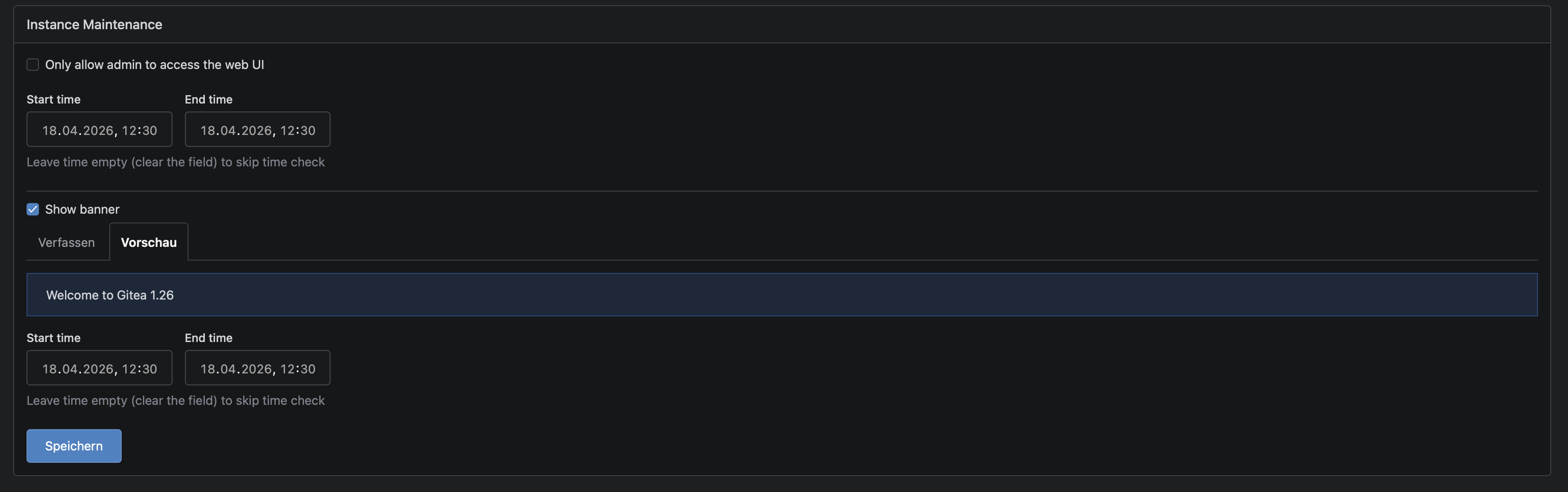 Instance-wide banner and maintenance mode settings