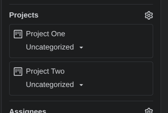 Issue sidebar showing an issue in multiple projects